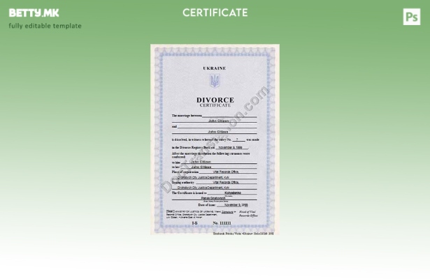 модерен стил Украина Витална евиденција канцеларија шаблон сертификат за развод